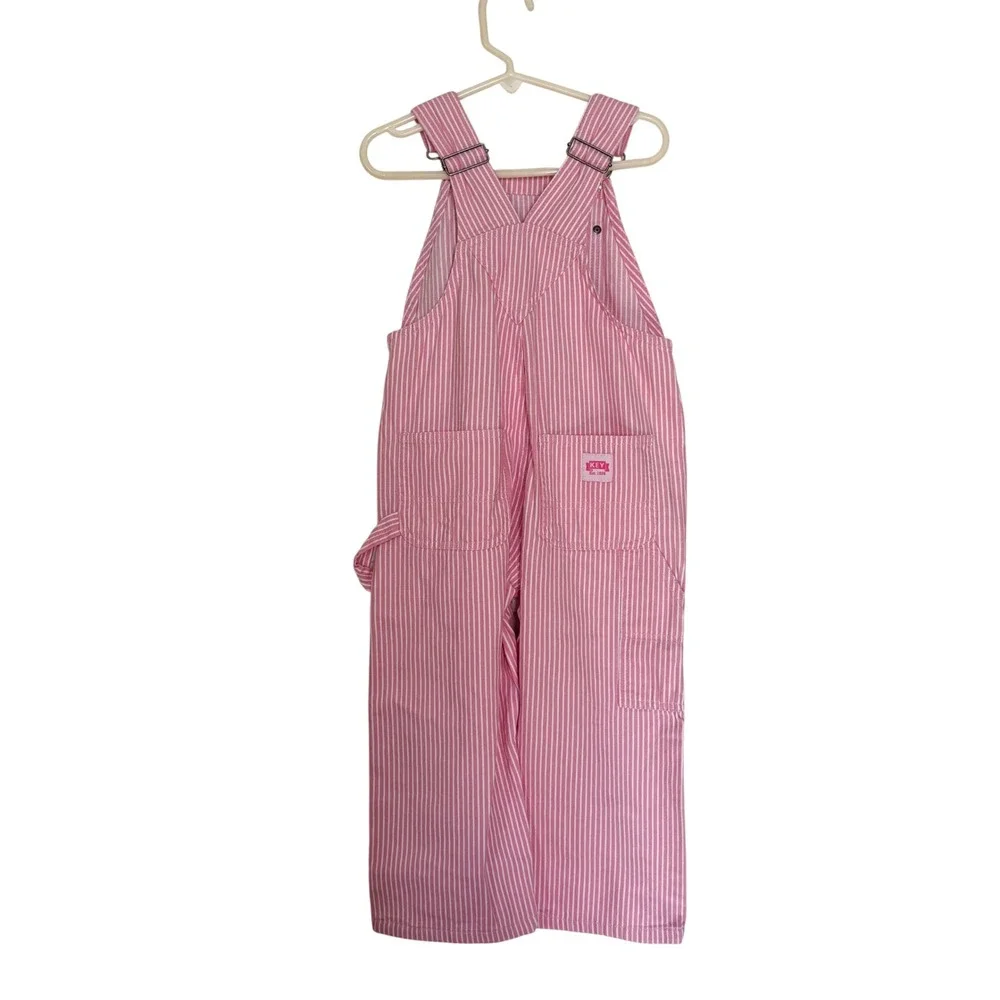 Key Girls‎ Bib Overalls Toddler 3T Pik White Stripe Pattern